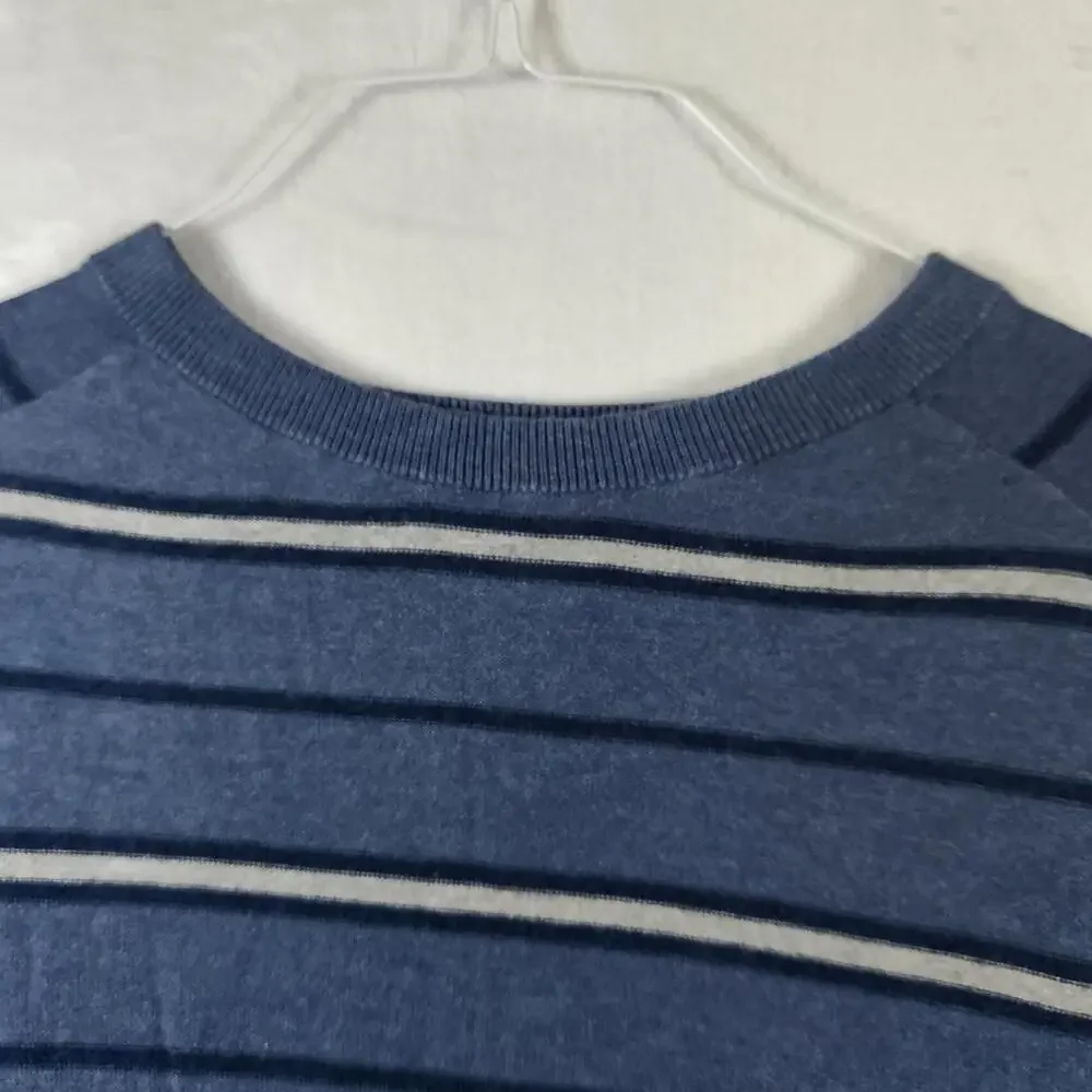Banana Republic XL Vtg Blue Striped Lightweight Sweater Cotton‎ Nylon Blend